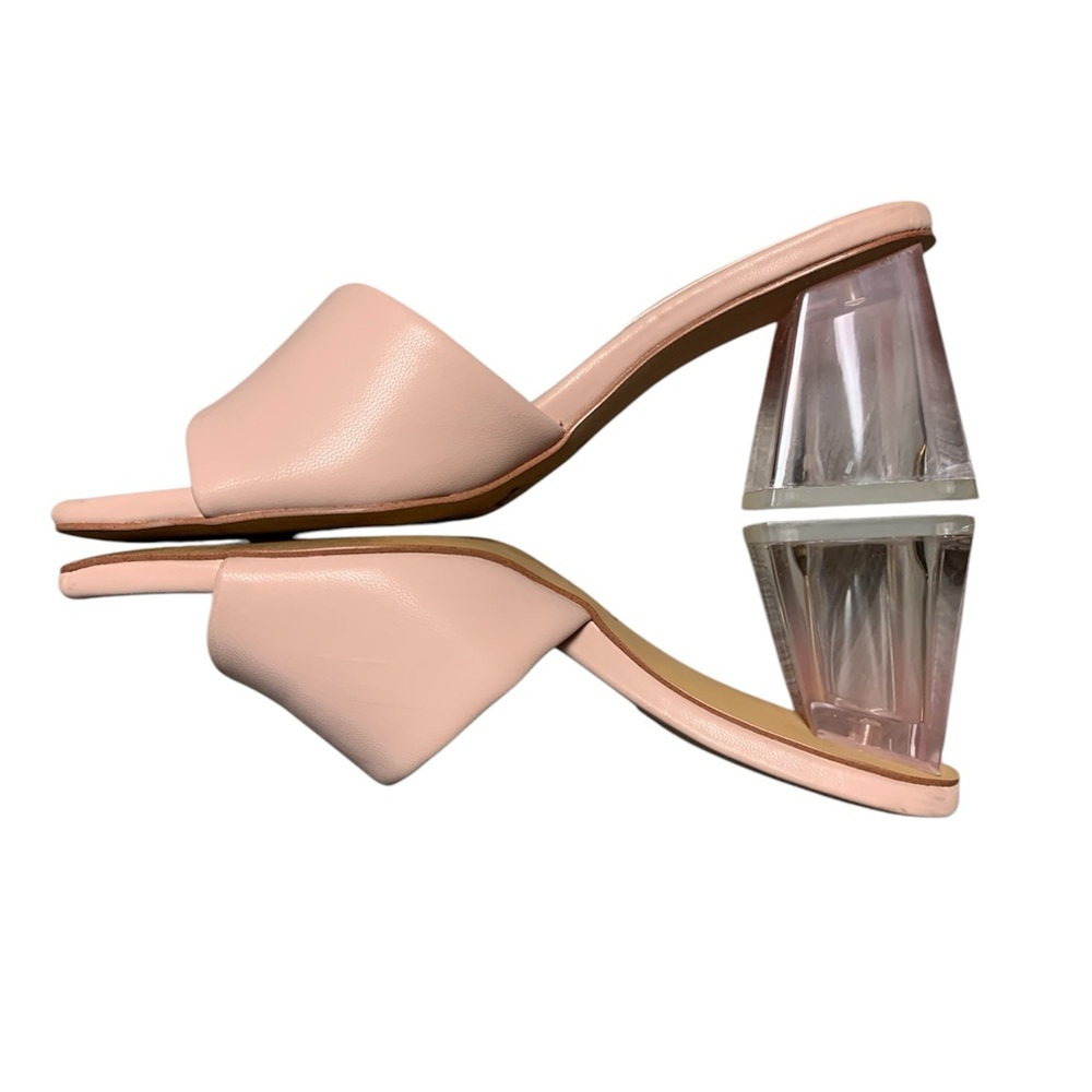 Aldo Kylah Light Pink Square Toe Slide Sandals Chunky Clear Block Heel Mens 6